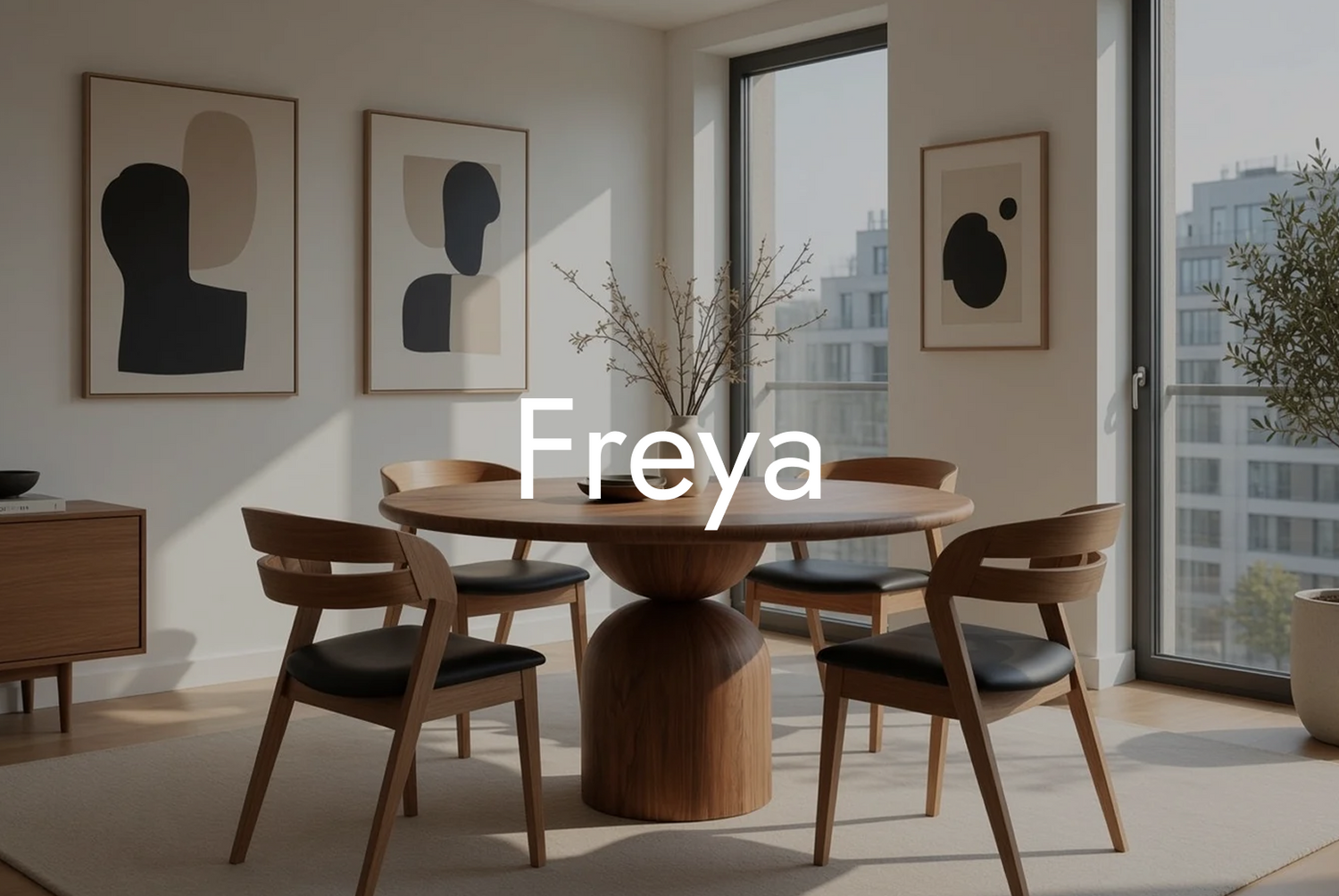Freya Collection – Sculptural Solid Oak & Walnut Dining