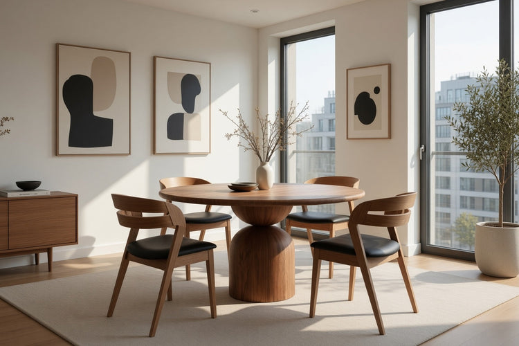 Freya Collection – Sculptural Solid Oak & Walnut Dining