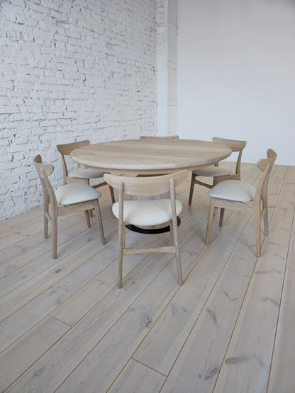 FREYA | Extendable Round Dining Table – White Oak