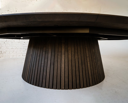 LIA | Extendable Round Dining Table – Charcoal Walnut