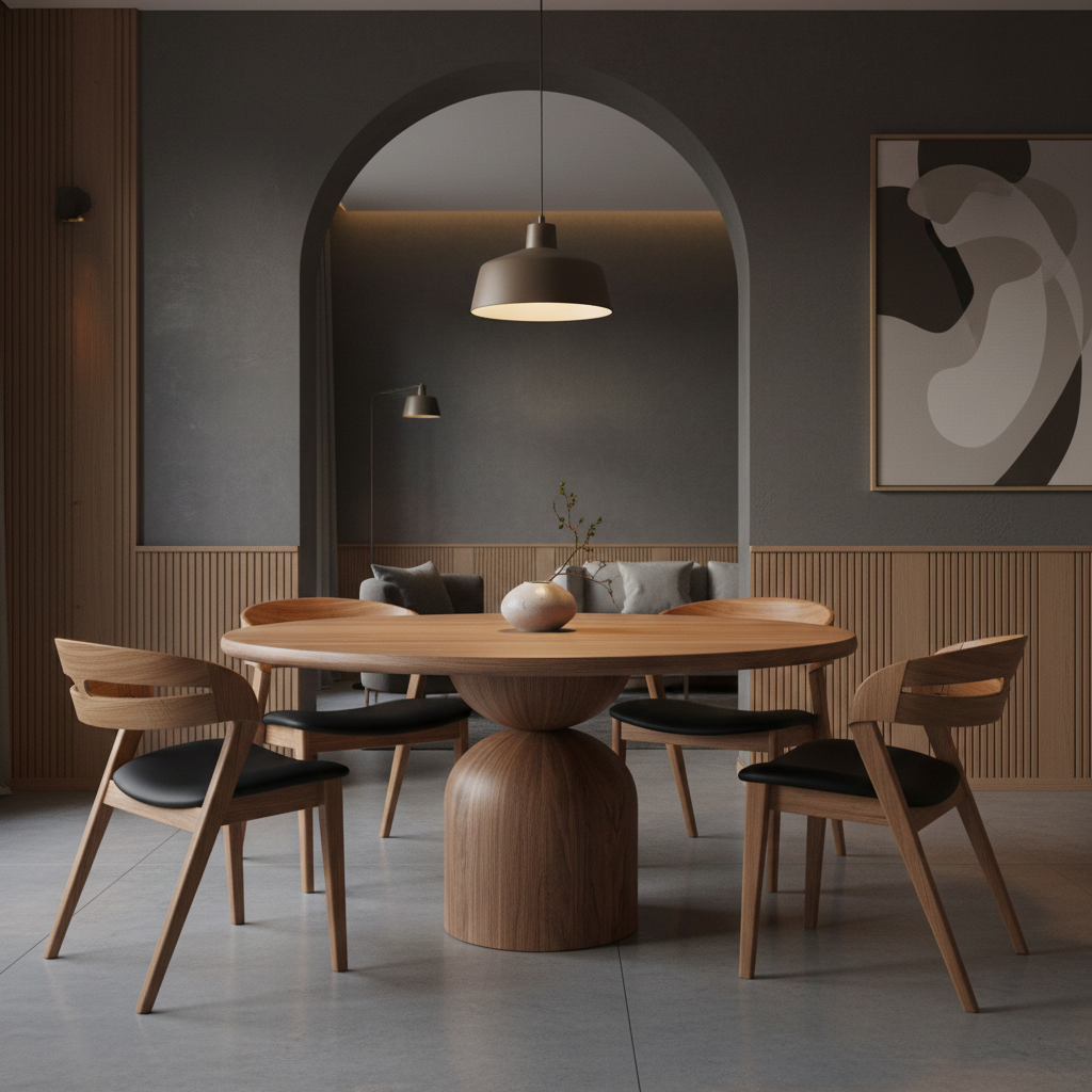 FREYA | Extendable Round Dining Table – Dark Walnut