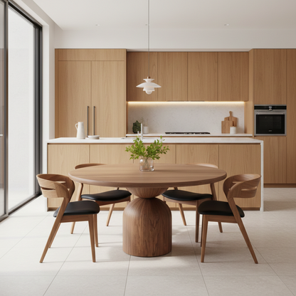 FREYA | Extendable Round Dining Table – Dark Walnut