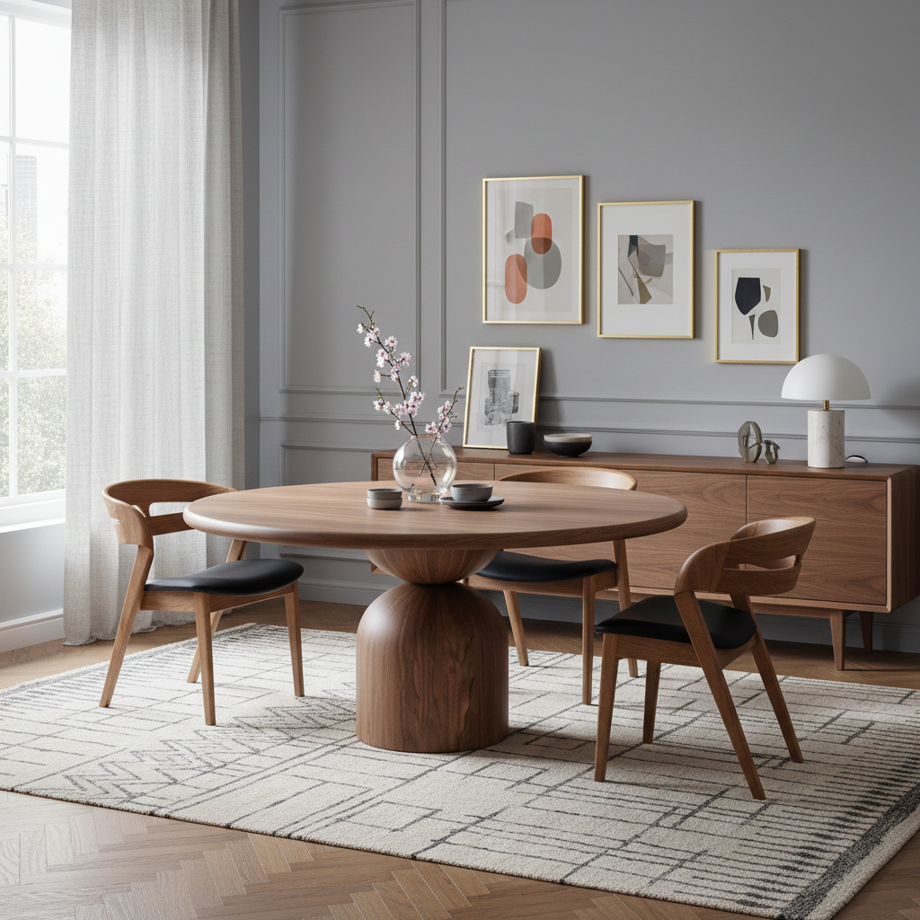 FREYA | Extendable Round Dining Table – Dark Walnut