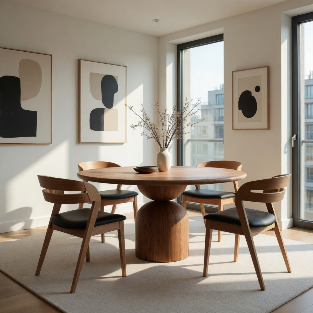 FREYA | Extendable Round Dining Table – Dark Walnut