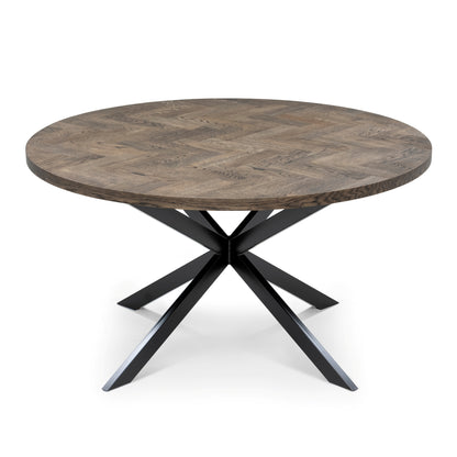 ISKRA | Round Herringbone Dining Table – Solid Oak