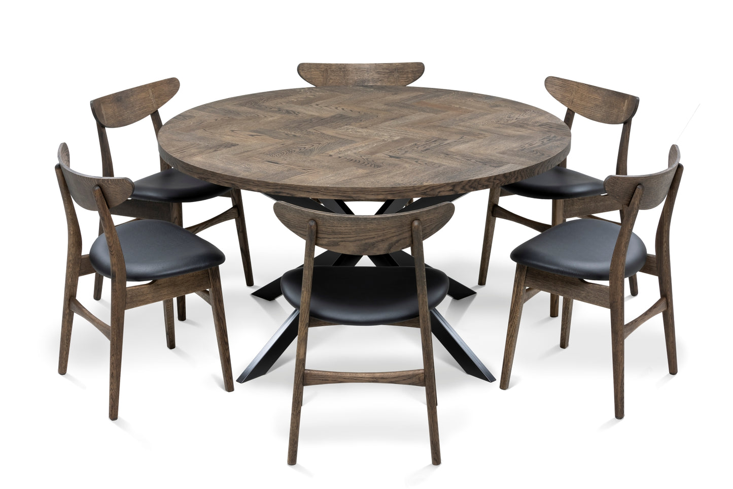 ISKRA | Round Herringbone Dining Table – Solid Oak