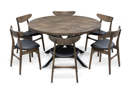 ISKRA | Round Herringbone Dining Table – Solid Oak