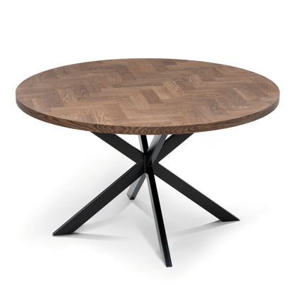ISKRA | Round Herringbone Dining Table – Solid Oak