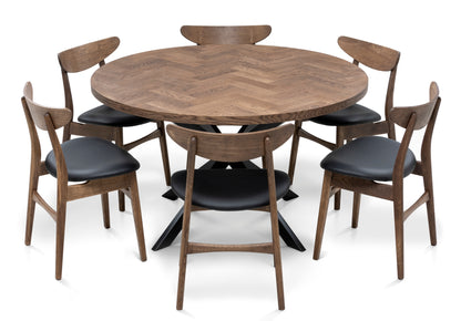 ISKRA | Round Herringbone Dining Table – Solid Oak