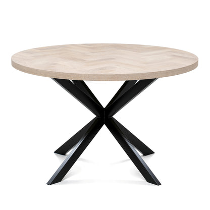 ISKRA | Round Herringbone Dining Table – Solid Oak