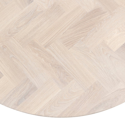 ISKRA | Round Herringbone Dining Table – Solid Oak