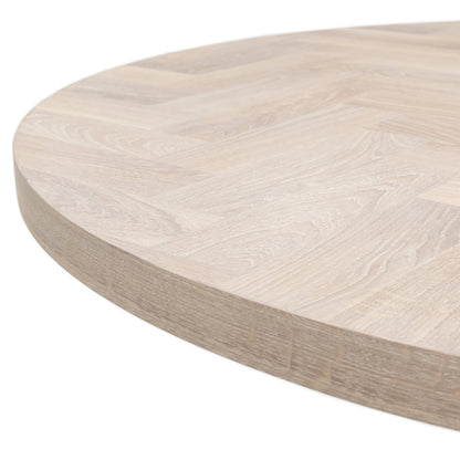 ISKRA | Round Herringbone Dining Table – Solid Oak