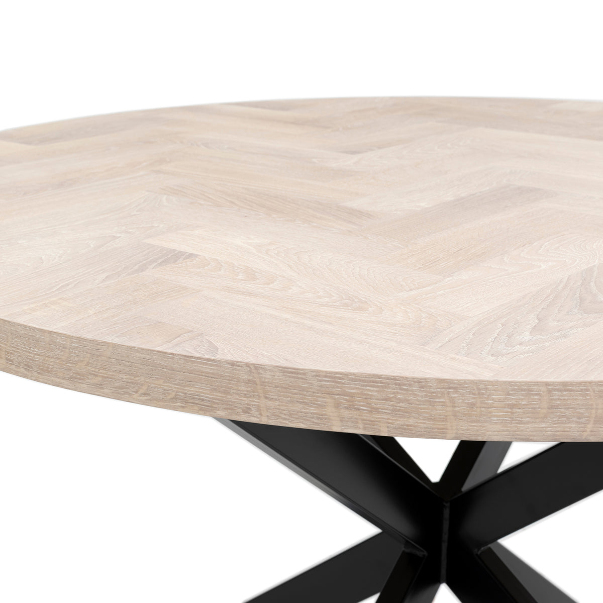 ISKRA | Round Herringbone Dining Table – Solid Oak