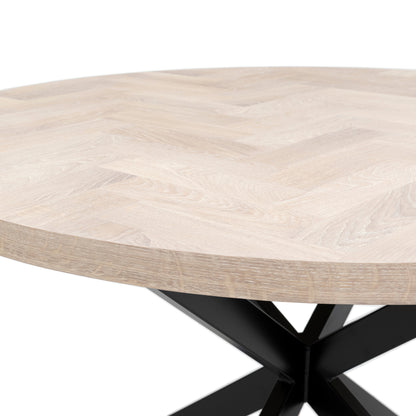 ISKRA | Round Herringbone Dining Table – Solid Oak