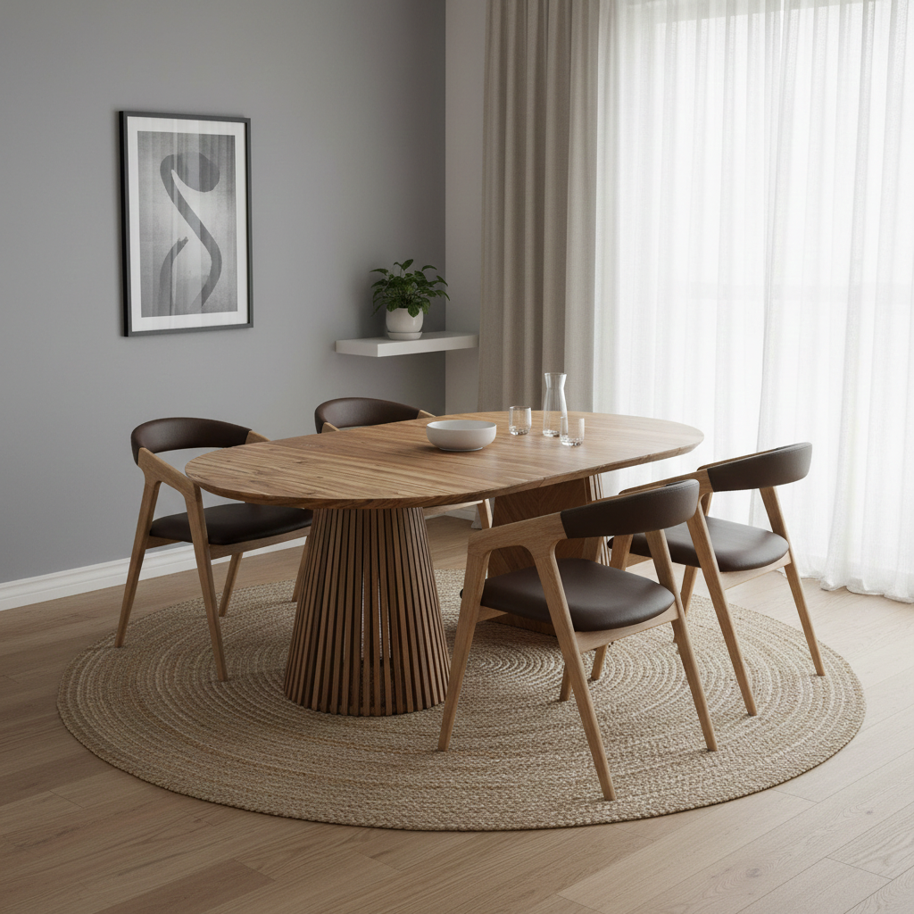 LIA | Tavolo da pranzo rotondo allungabile – Noce naturale