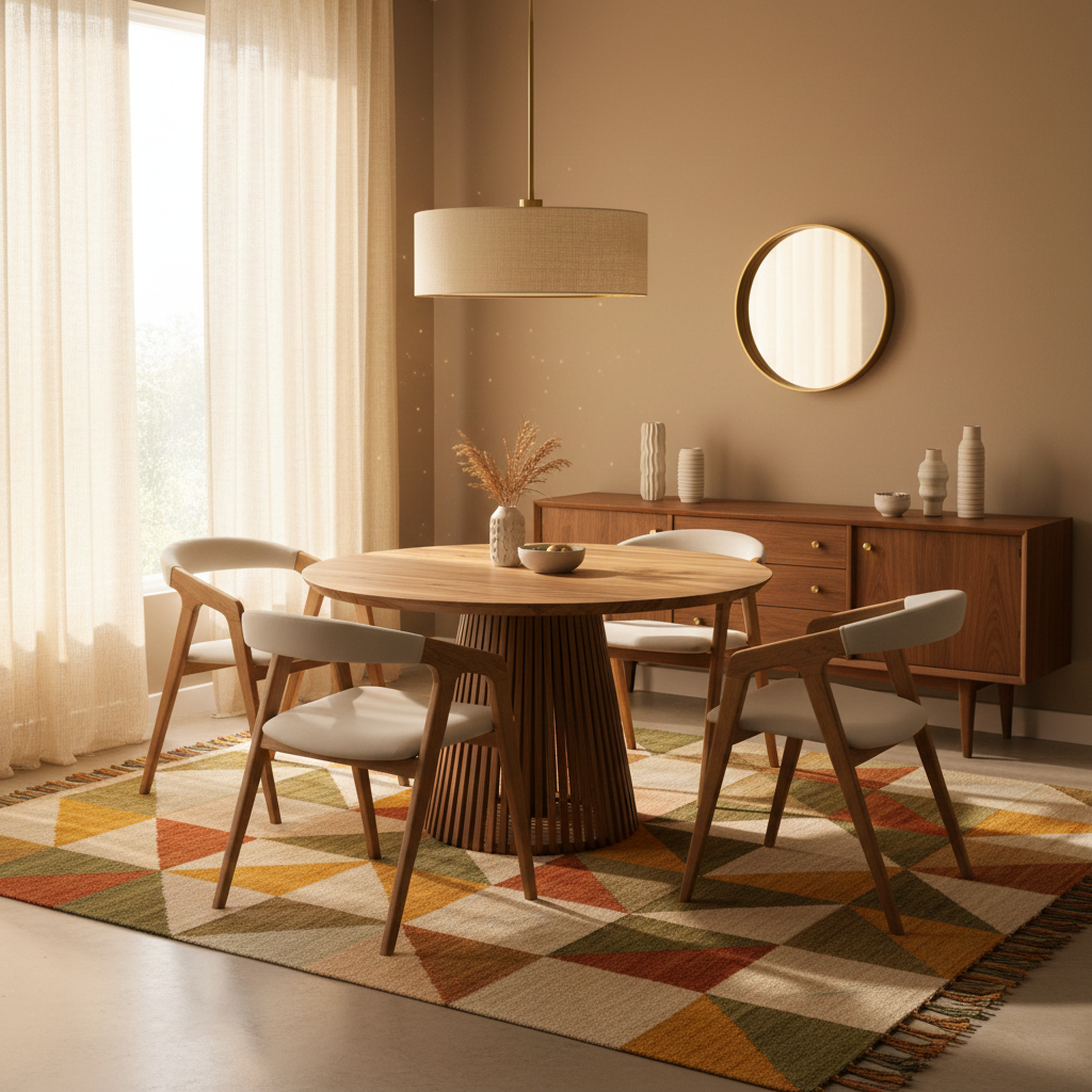 LIA | Extendable Round Dining Table – Natural Walnut