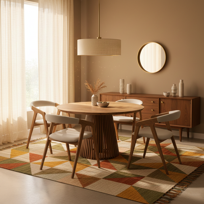 LIA | Extendable Round Dining Table – Natural Walnut