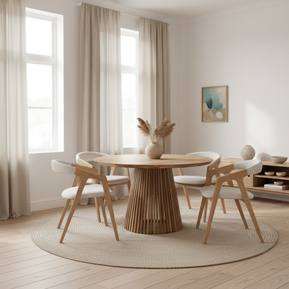 LIA | Extendable Round Dining Table – Natural Walnut