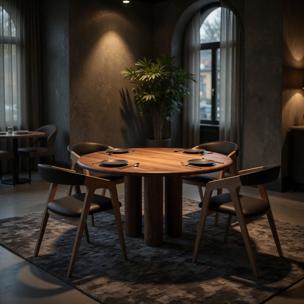 LAYLA | Extendable Round Dining Table – Dark Walnut