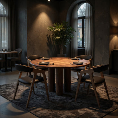 LAYLA | Extendable Round Dining Table – Dark Walnut