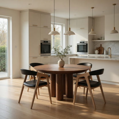 LAYLA | Extendable Round Dining Table – Dark Walnut