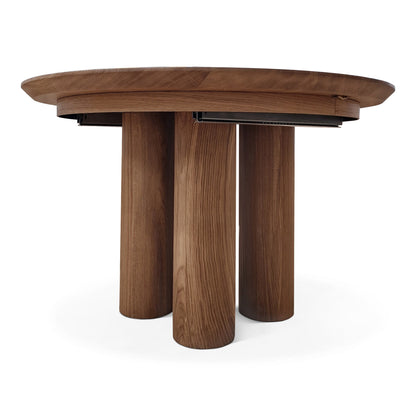 LAYLA | Extendable Round Dining Table – Teak Walnut