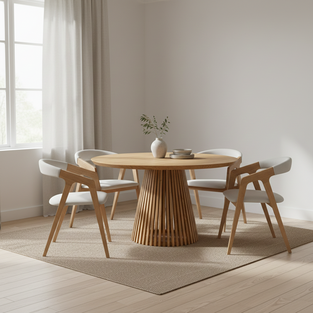 LIA | Extendable Round Dining Table – Natural Oak