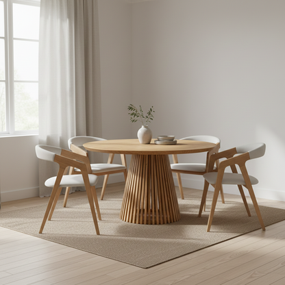 LIA | Extendable Round Dining Table – Natural Oak