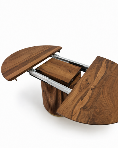 THEONA | Table à manger ronde extensible en bois massif