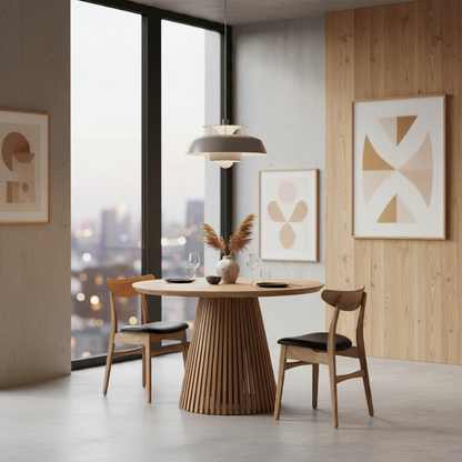 LIA | Extendable Round Dining Table – Natural Walnut