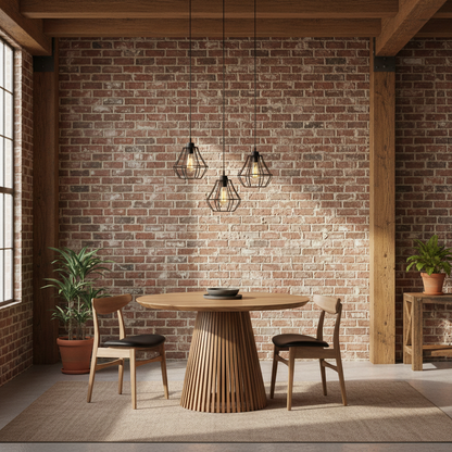 LIA | Extendable Round Dining Table – Natural Walnut