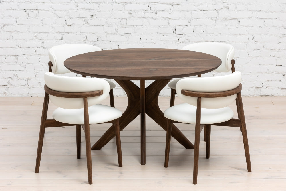 ADELE | Extendable Round Dining Table – Solid Walnut