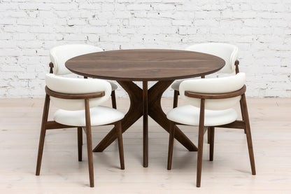 ADELE | Extendable Round Dining Table – Solid Walnut