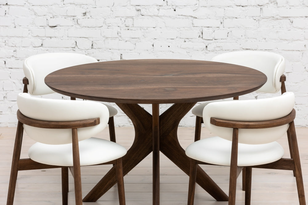 ADELE | Extendable Round Dining Table – Solid Walnut