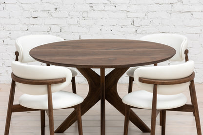 ADELE | Extendable Round Dining Table – Solid Walnut