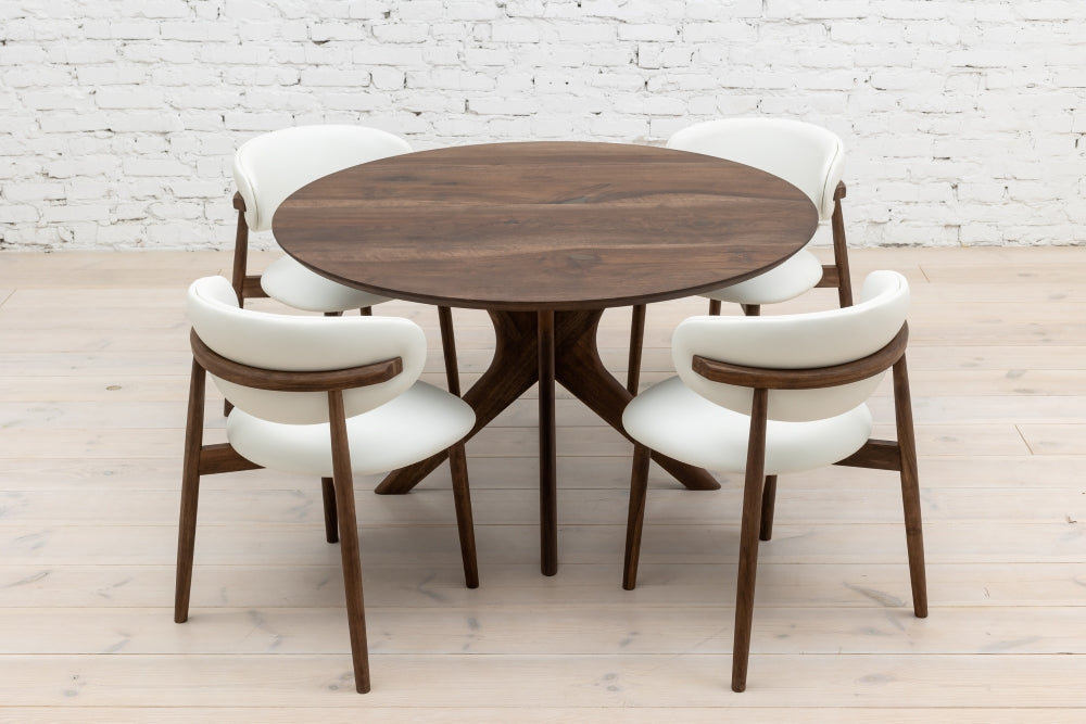 ADELE | Extendable Round Dining Table – Solid Walnut