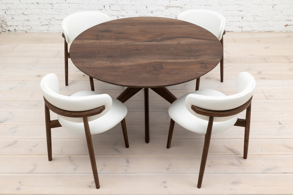 ADELE | Extendable Round Dining Table – Solid Walnut