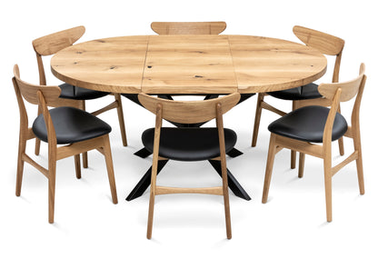 MABEL | Table à manger ronde extensible en bois massif