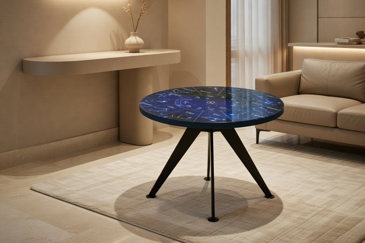 CELESTIS | Zodiac Wheel – Round Coffee Table