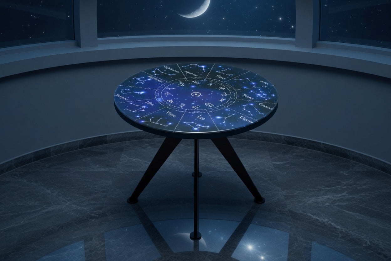 CELESTIS | Zodiac Wheel – Round Coffee Table