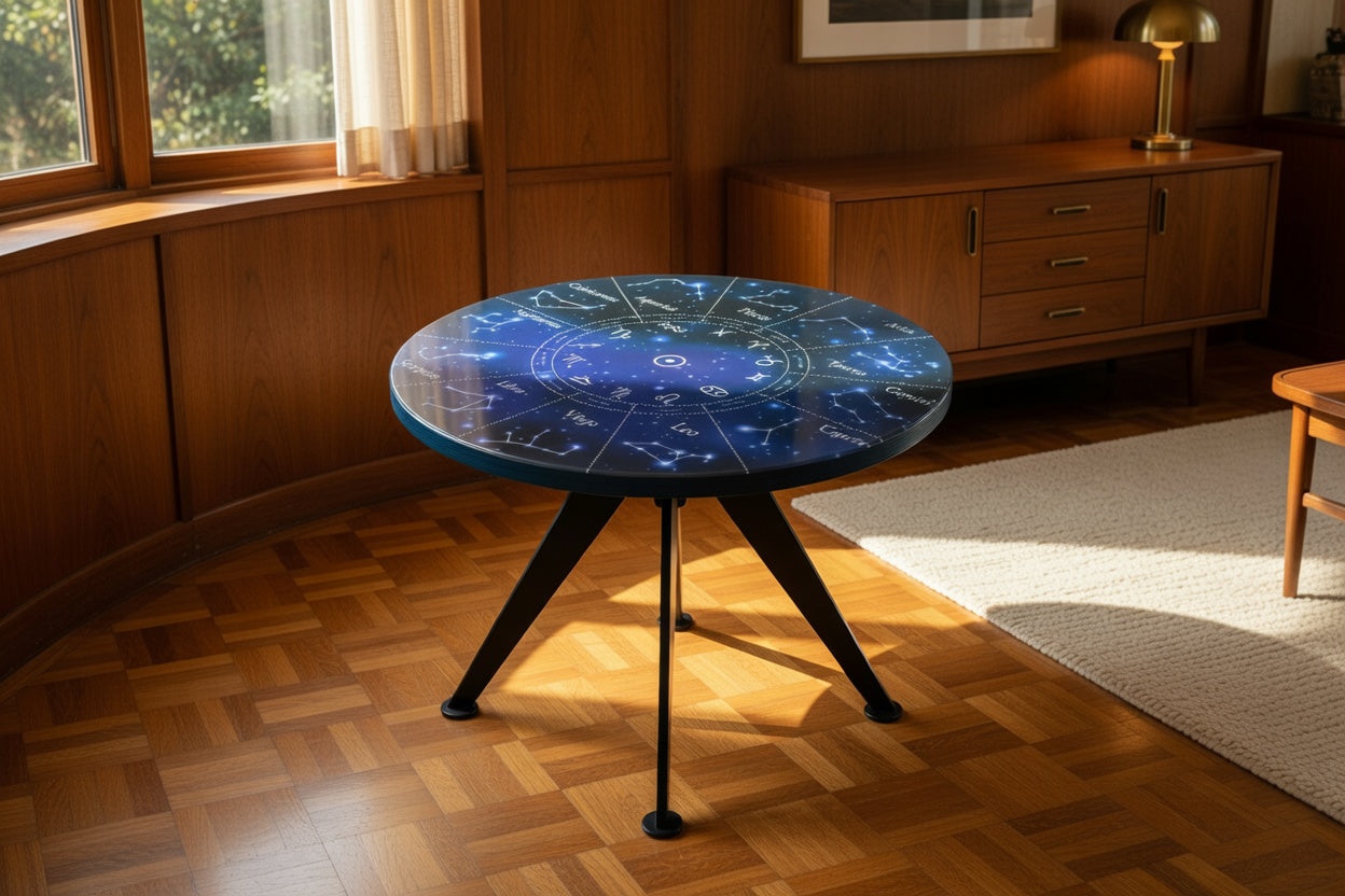 CELESTIS | Zodiac Wheel – Round Coffee Table