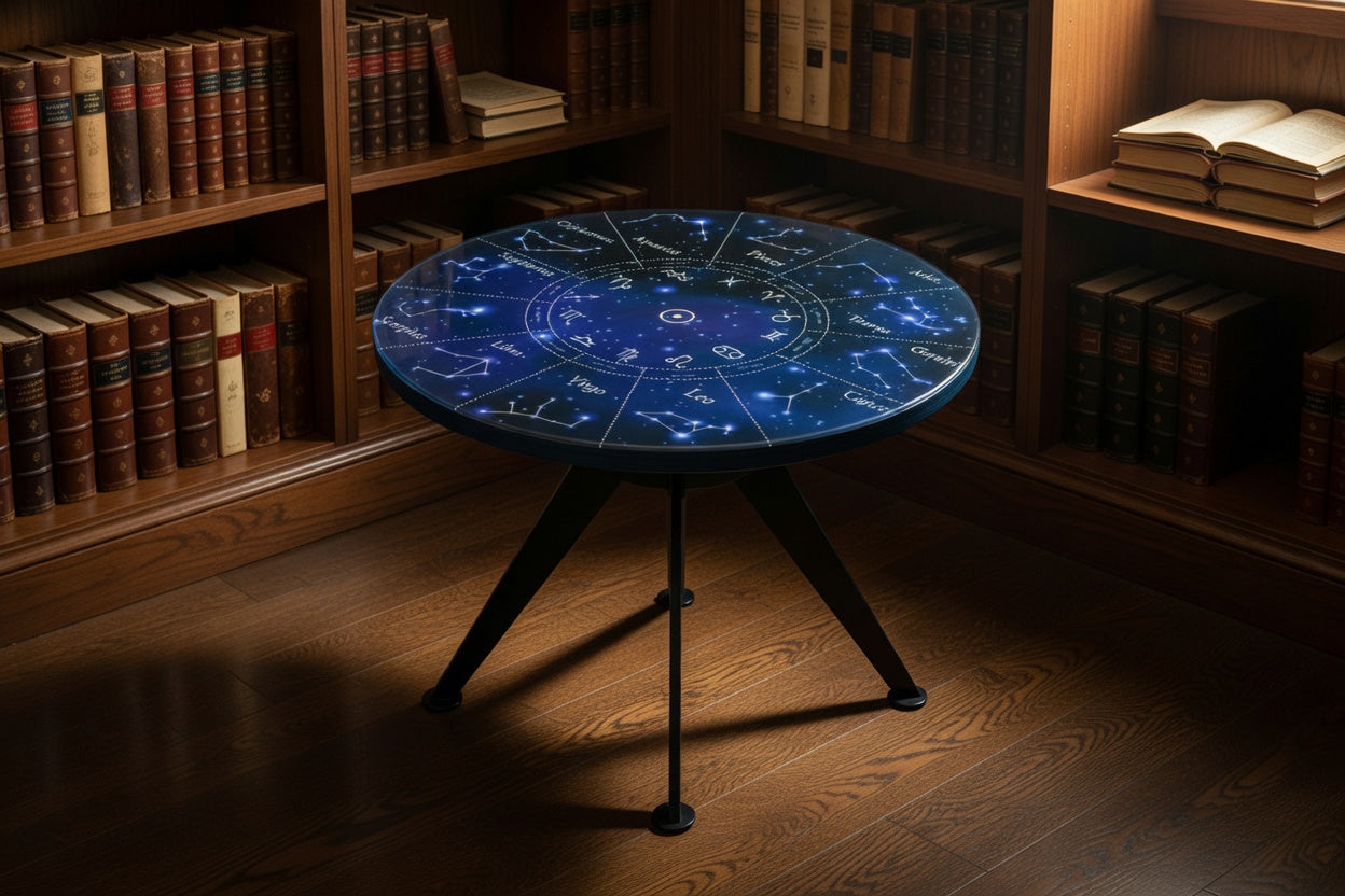 CELESTIS | Zodiac Wheel – Round Coffee Table
