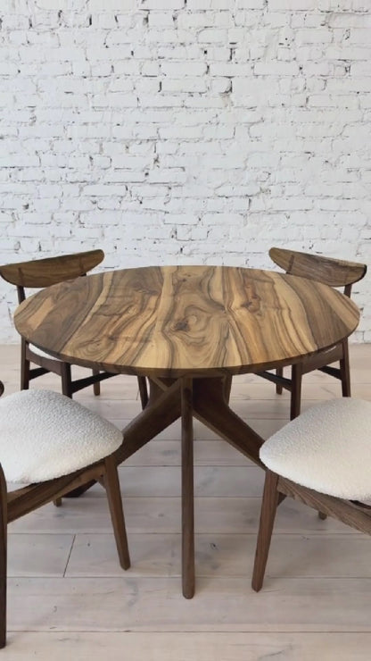 ADELE | Extendable Round Dining Table – Solid Walnut